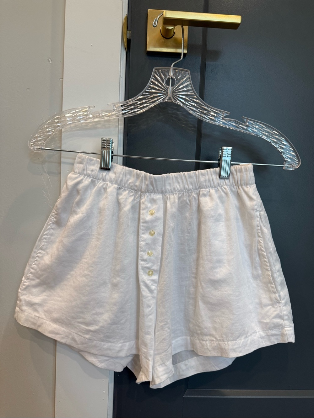 LESET White Button-Front Relaxed Shorts